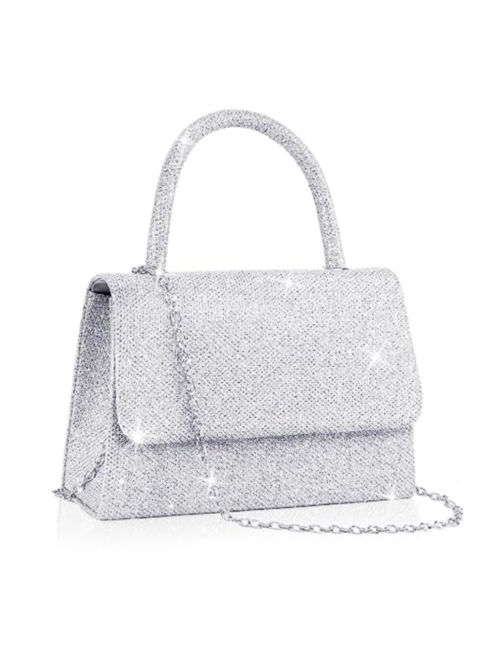 Glitter Top Handle Evening Purse with Chain Crossbody Bag for Party Prom Date
